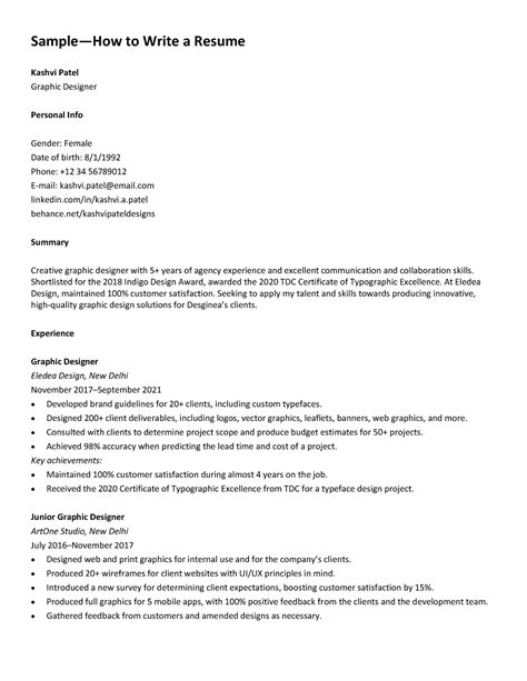 Sample Resume - Fine tune your english - Sample—How to Write a Resume ...
