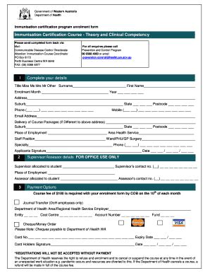 Fillable Online Immunisation Course Registration 2 Fax Email Print ...