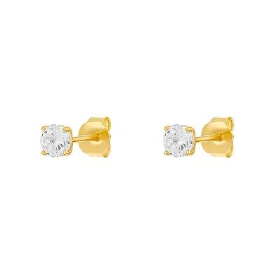24k Gold-Over-Silver Cubic Zirconia Stud Earrings