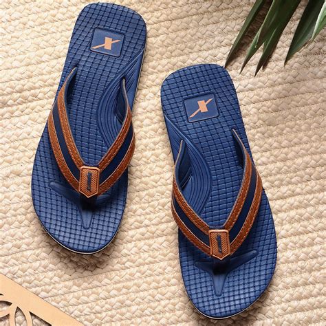 Buy Navy Blue Tan Sparx Flippers for Men SFG 9004 Online at best Price ...