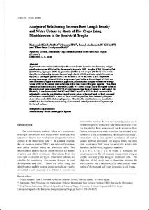 Analysis of Relationship between Root Length Density and Water Uptake ...