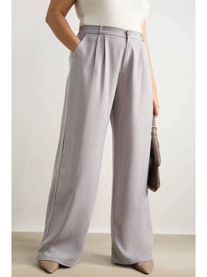 Buy FREAKINS Light Grey Pleated Straight Fit Curve Korean Pant (36) Online