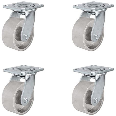 4" Heavy Duty Semi Steel Cast Iron Swivel Casters - 4,000 lb Capacity ...