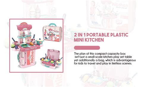 Buy eErlik Chefs Pretend Play Realistic 2 in 1 Portable Plastic Mini ...