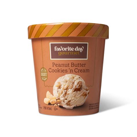 Peanut Butter Cookies and Cream Ice Cream - 16oz - Favorite Day 16 oz ...