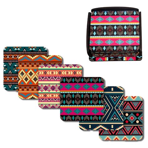 Clawcrafts Set of 6 Aztec Mandala Design Coasters: Exquisite 4-Inch ...