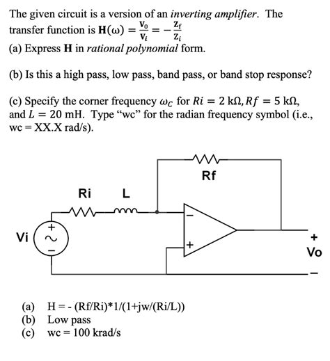 Image result for Inverting Amplifier Transfer Function