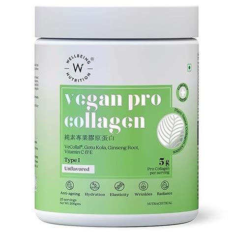 Buy Wellbeing Nutrition Vegan Pro Collagen Type 1 Unflavour Powder, 250 ...