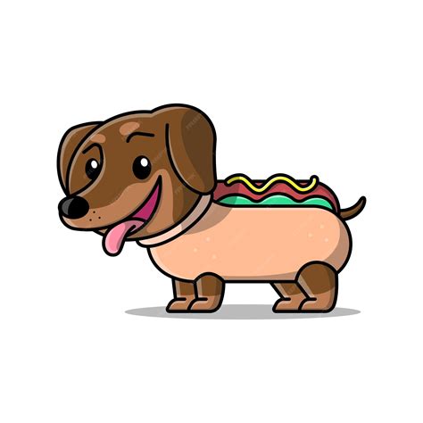 Premium Vector | Cute dachshund dog is wearing a hotdog costume