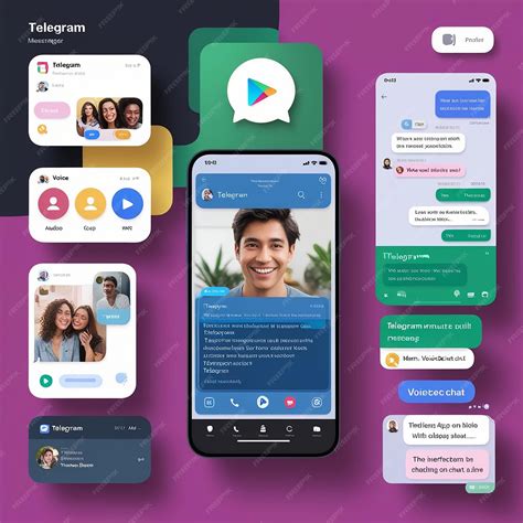 Telegram messenger mockup Vector Set of telegram screen social media ...