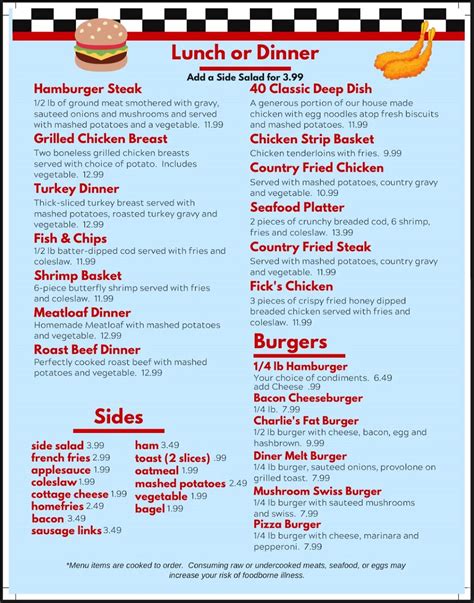 Menu at Route 40 Classic Diner restaurant, Grindstone