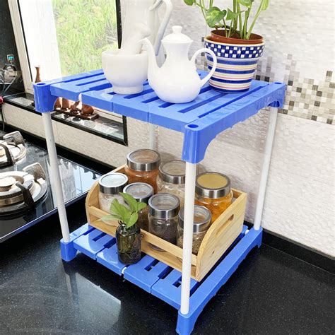 Home Kawachi 2 Shelf Plastic Kitchen Storage Cabinet Cutlery organizer ...