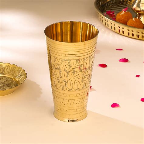 Brass Lassi Glass And Plate Set – Vedansh Craft