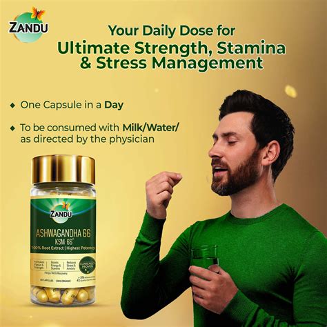 Zandu Ashwagandha KSM-66 Capsules for Stress | 72% Reduction in Anxiety ...