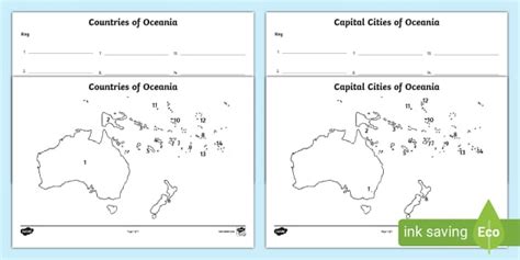 The Countries And Capital Cities Of Oceania Labelling Worksheet