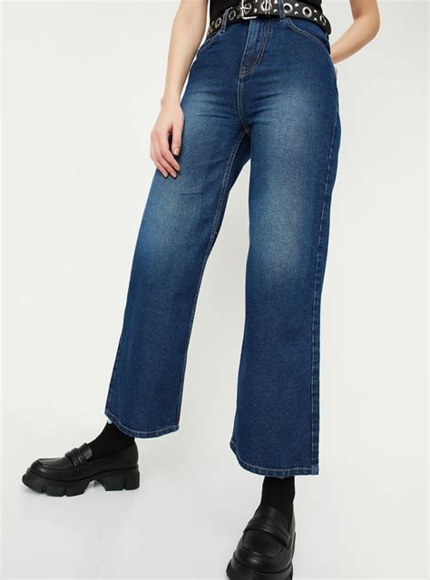 Buy Women Washed Wide-Legged Jeans Online at just Rs. 1299.0 ...