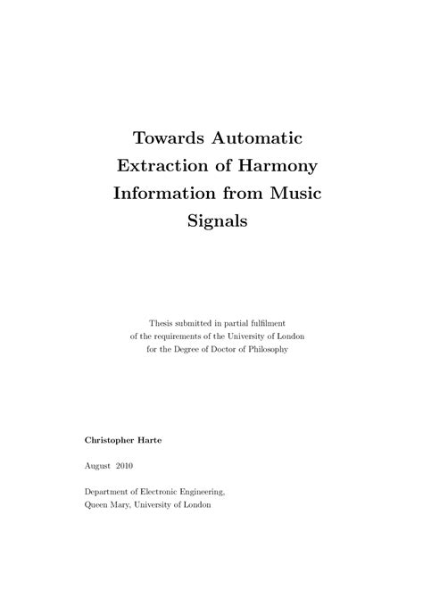 Towards Automatic Extraction of Harmony Information from Music Signals ...