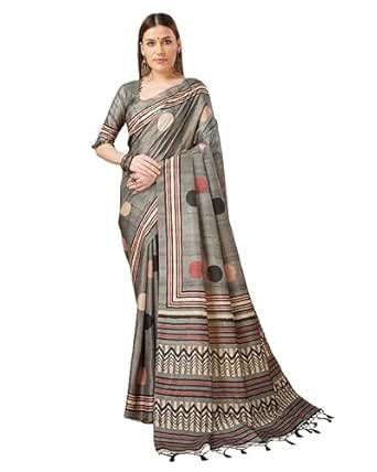 Buy DOI MOI Gold Silk Blend Digital Print Saree for Women with ...