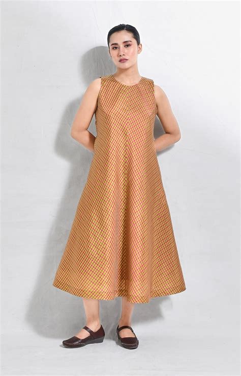 Monette Silk Dress (Pink & Olive) – Hiranya