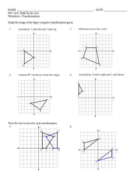 Image result for Transformations Worksheet.pdf