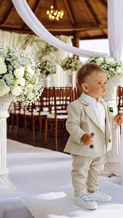 Linen Set for Baby Boys - Wedding Toddlers Suit - Beige Linen Jacket ...