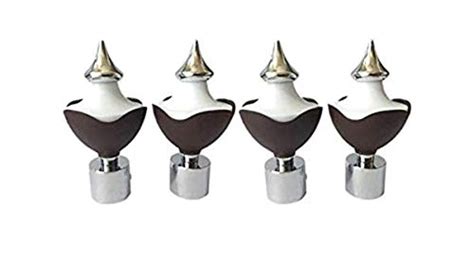 Buy Curtain Brackets Set of 2 (Finials 4 Pcs and Supports 4 Pcs) (Brown ...