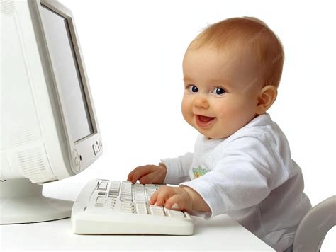Baby Using Computer 的图像结果