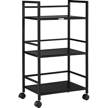 WINSTAR 3-Tier Metal Rolling Trolley with Lockable Wheels | Heavy Duty ...