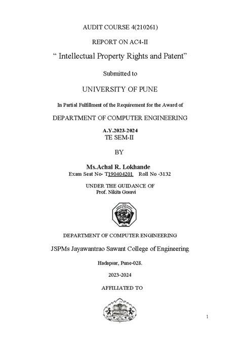 AC201-261 Report on Intellectual Property Rights: IPR Insights ...