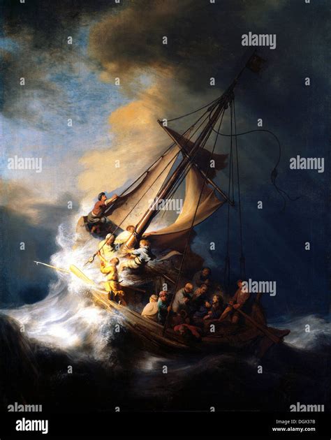 The Storm on the Sea of Galilee - by Rembrandt van Rijn, 1633 Stock ...