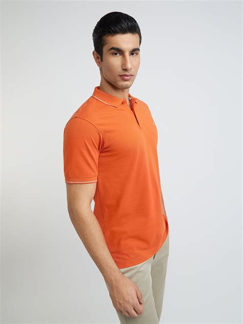 Raymond Orange Solid Modern Fit Half Sleeve Cotton T-Shirt – MyRaymond