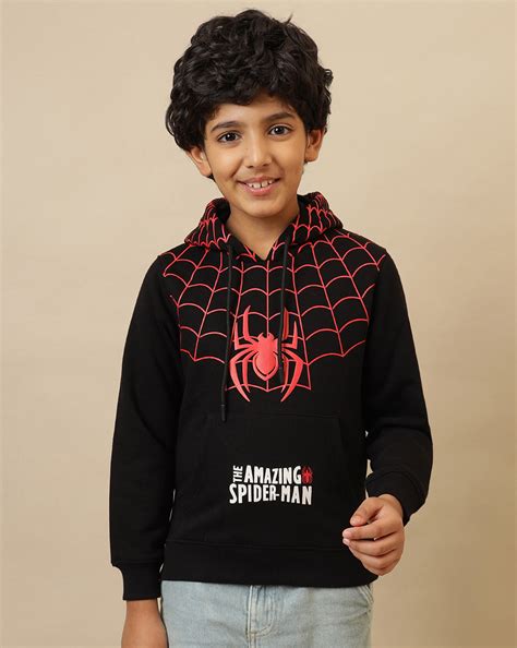 Spiderman Printed Regular Fit Hoodie For Boys – Kidsville