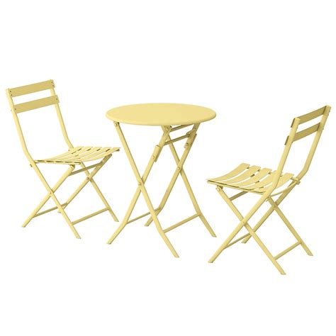 Damerin Patio Dining Sets 3 -Piece Yellow Bistro Patio Dining Set Steel ...