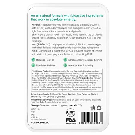 Wellbeing Nutrition Melts Hair Fall Control 30 Strips - Cureka