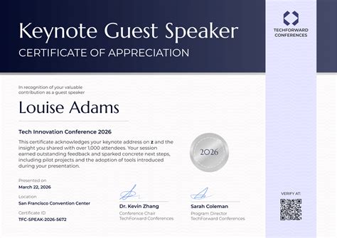 Professional and violet speaker certificate of appreciation template