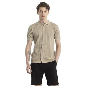 SNITCH Beige Textured Cotton Shirt : Amazon.in: Clothing & Accessories