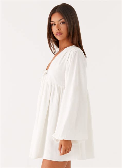 Kennie Linen Mini Dress - White – Peppermayo UK