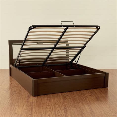 Buy Akron Crystal Queen Bed with Hydraulic Storage - Brown from Home ...