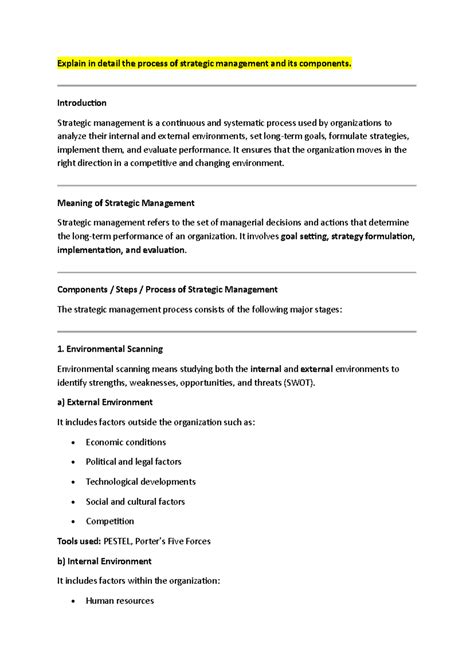 MS-SET-3: Detailed Overview of Strategic Management Process and ...