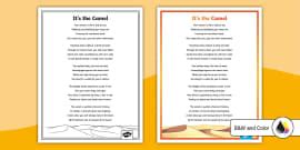 It's the Camel Poem Rhyming Words Activity (teacher made)