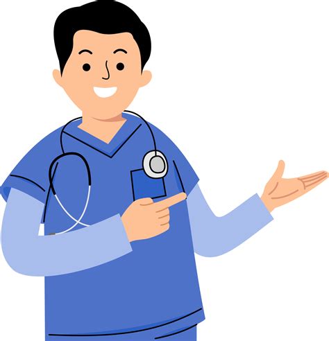 male nurse pointing towards empty room for presentation 25027365 PNG