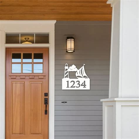 Personalized House Number Sign With Lighhouse and Anchor Custom Address ...