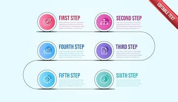 Business infographic six steps. colorful modern timeline infographic ...