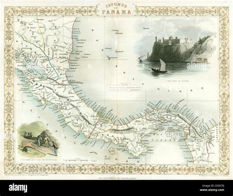 Vintage 1851 illustrated map of the Isthmus of Panama, Central America ... - map of central america showing panama
