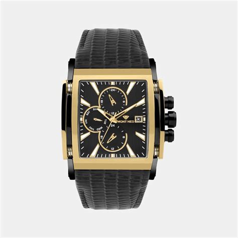 Mont Neo Men Black Leather Watch 1057M-L4204 – Just In Time