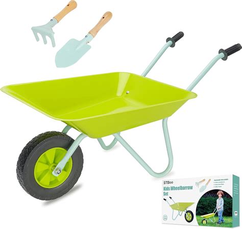 Buy STBoo Kids Wheelbarrow Gardening Tools Set, Metal Child Wheel ...