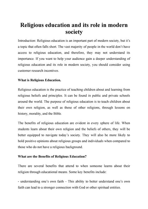 Religious education and its role in modern society - Religious ...