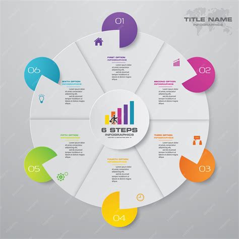 6 steps modern pie chart infographics elements. | Premium Vector