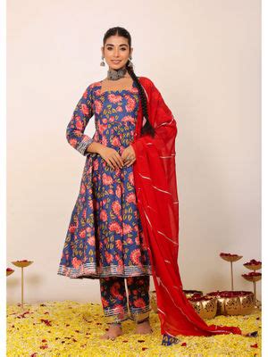 Buy Kaori By Shreya Multi-Color Floral Anarkali Suit with Pant & Pink ...