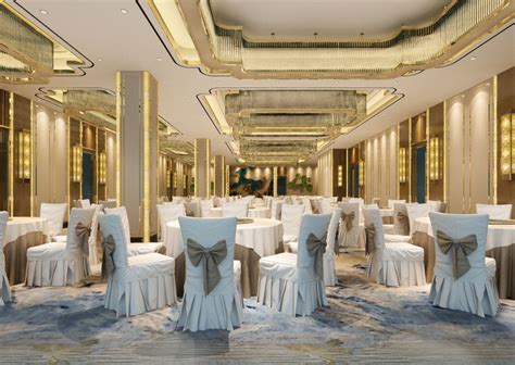 新中式现代酒店宴会厅，宴会桌椅3d模型下载-【集简空间】「每日更新」
